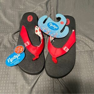 Floopi Sandals Flip Flops Black Red Anchor Cushioned Yoga #518 Women Sz 11 New